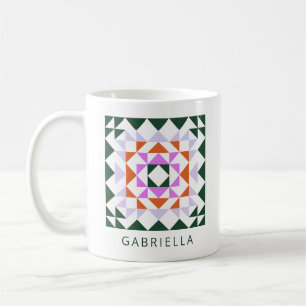 Mug Motif de bloc de surface géométrique Nom personnal