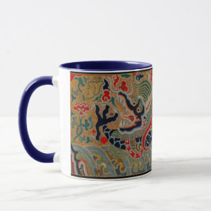 Mug Motif de broderie en soie de dragon chinois antiqu