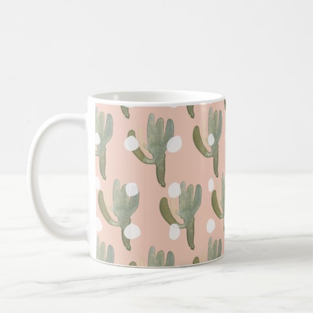 Mug motif de cactus à points roses (Gauche)