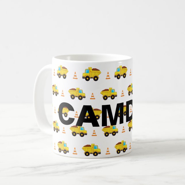 Mug Motif de camions de construction personnalisés (Devant gauche)