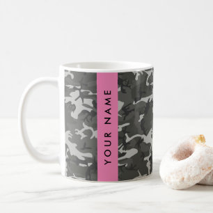 Mug Motif de camouflage gris, Votre nom, Personnaliser
