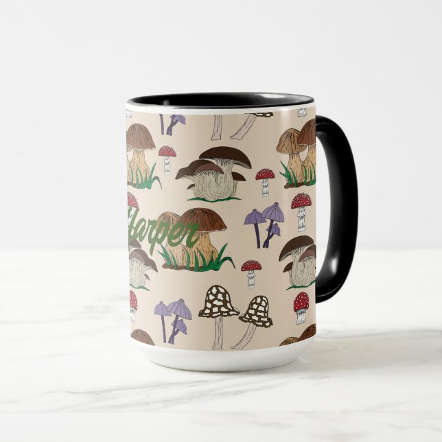 Mug Motif de champignons personnalisé (Devant droit)