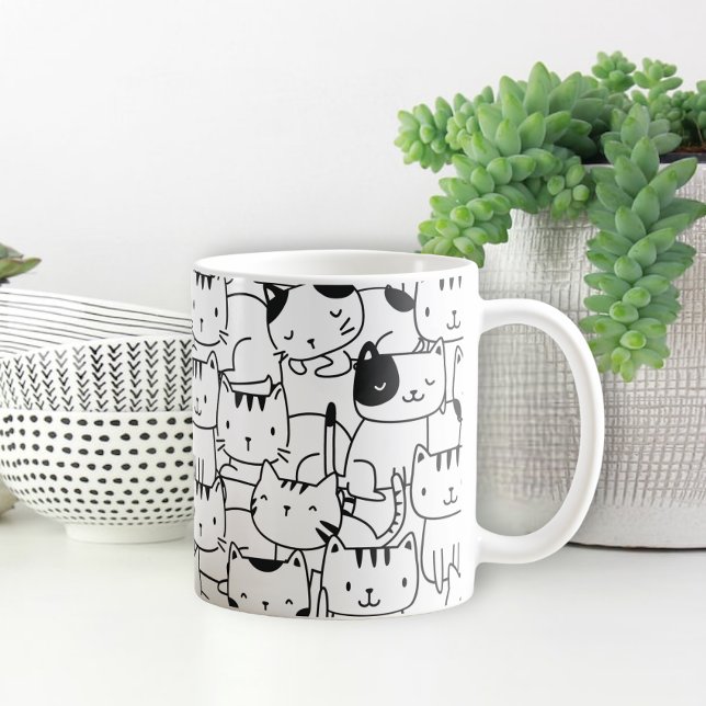 Mug Motif de chat noir et blanc mou (Créateur téléchargé)