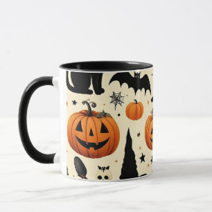 Mug Motif de chat noir et de citrouille sur le thème d