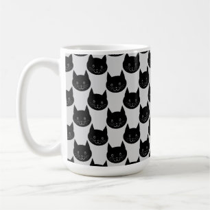 Mug Motif de chat noir sur gris-clair.