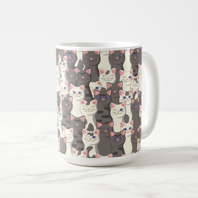 Mug Motif de chats blancs et gris (Devant droit)