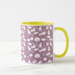 Mug Motif de chats blancs mignons sur fond mauve