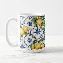 Motif de citron et carreaux de la côte d'Amalfi