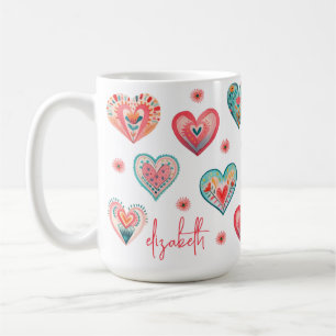 Mug Motif de coeur floral moderne