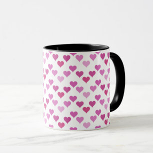 Mug Motif de cœurs Élégant Moderne Blanc Rose Chic