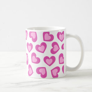 Mug Motif de cœurs Élégant Moderne Blanc Rose Chic