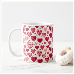Mug Motif de cœurs roses et rouges modernes