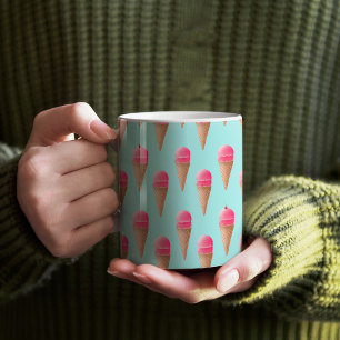 Mug Motif de cône de crème glacée aux fraises roses, b
