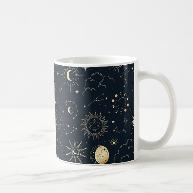 Mug Motif de constellation d'étoile d'or bleu minuit (Droite)