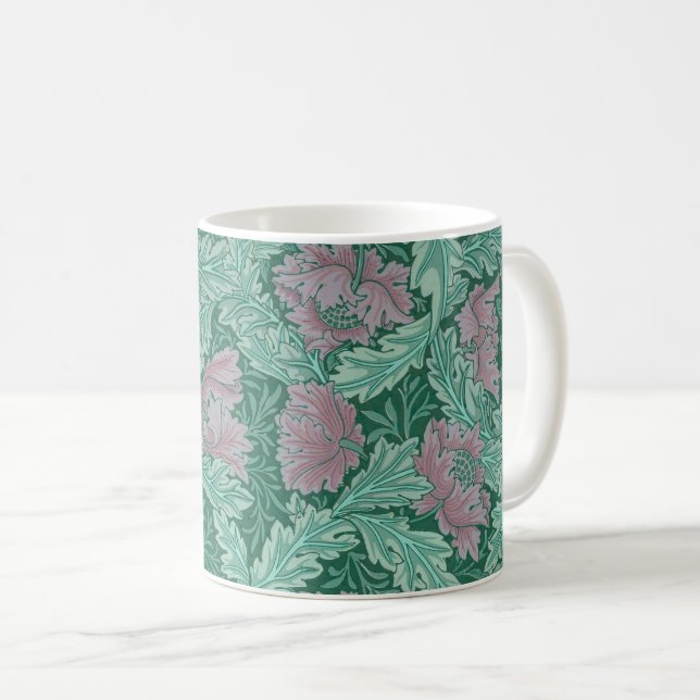 Mug Motif de couronne rouge et verte (par William Morr (Devant droit)