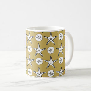 Mug Motif de croquis de fond de sable Starfish