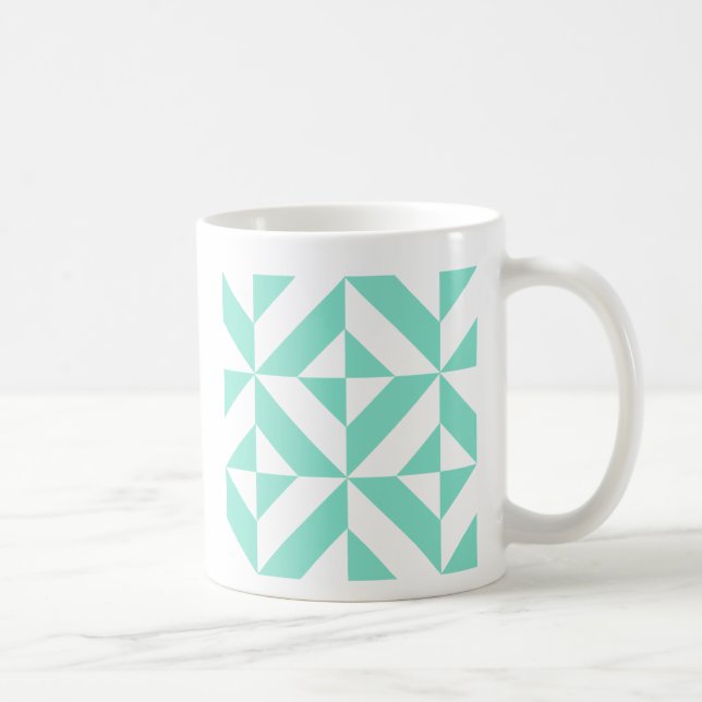 Mug Motif de cube géométrique vert Seafoam (Droite)