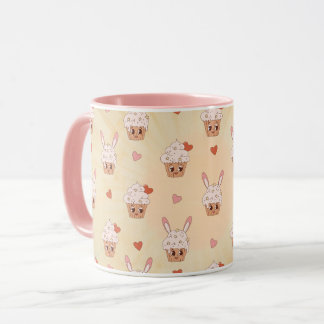 Mug Motif de cupcakes de lapin rétro