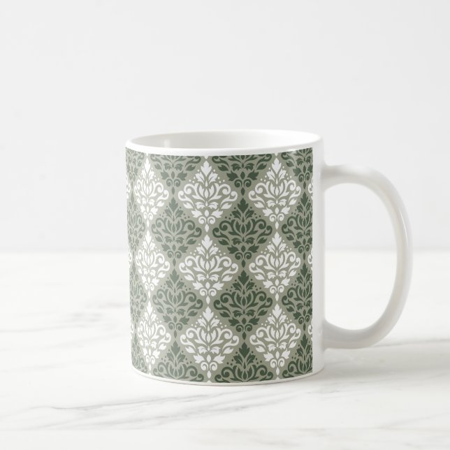 Mug Motif de défilement Damas vert blanc vert Lt vert (Droite)