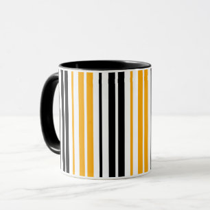 Mug Motif de design à rayures jaunes noires et blanche
