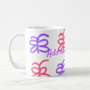 Mug Motif de doodle de papillon rose violet ajouter le