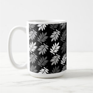 Mug Motif de feuille aînée noir blanc gris