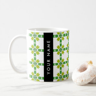 Mug Motif de feuille, Feuilles vertes, Votre nom