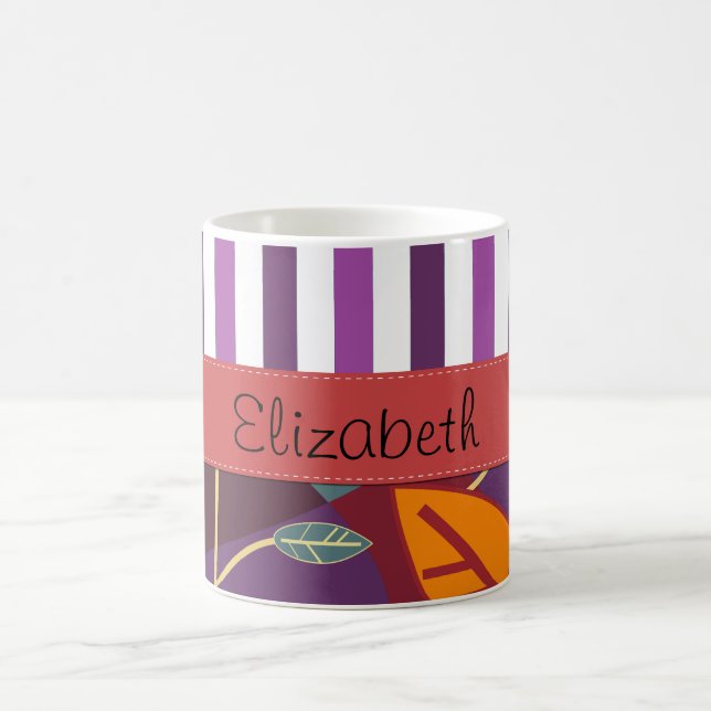 Mug Motif De Feuilles, Grandes Têtes Violettes, Votre  (Centre)