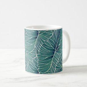 Mug Motif de feuilles tropicales bleu vert sarcelle à 
