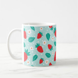 Mug Motif de fleur de fraisier sucré sur sarcelle