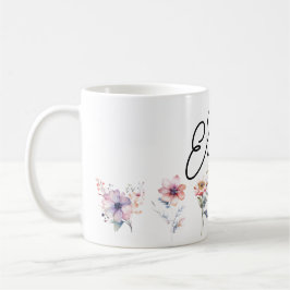 Mug Motif de fleur et nom personnalisé