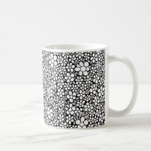 Mug Motif de fleur noir et blanc dessiné à la main