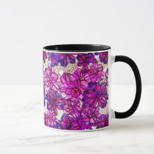 Mug Motif De Fleurs Abstraites Roses Et Violettes