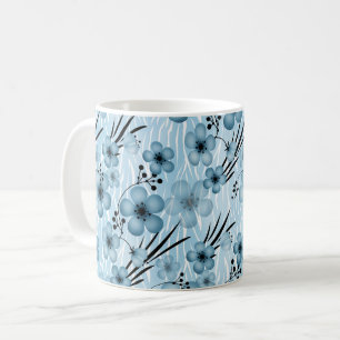 Mug Motif de fleurs bleues sur fond de tigre
