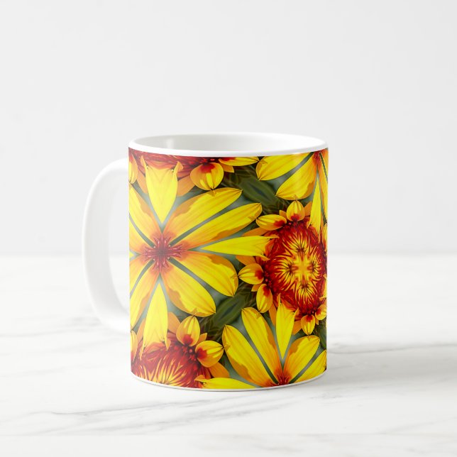Mug Motif de fleurs d'or (Devant gauche)