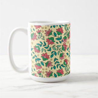 Mug Motif de fleurs et de feuilles pressées dessinées