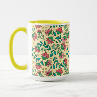 Mug Motif de fleurs et de feuilles pressées dessinées