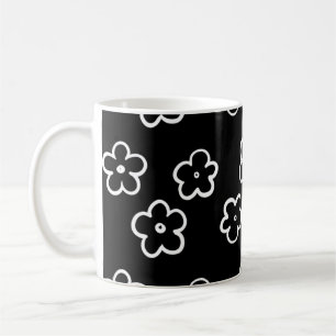 Mug Motif de fleurs noir et blanc
