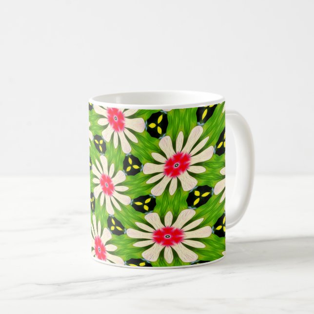 Mug Motif de fleurs rose et blanche (Devant droit)