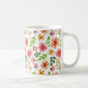 Mug Motif de fleurs roses à l'aquarelle