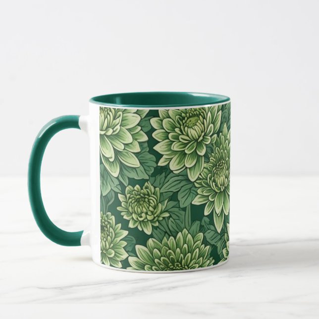 Mug Motif de fleurs vert Chrysanthemum (Gauche)