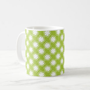Mug Motif de fleurs vert citron et blanc