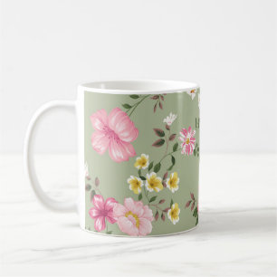 Mug Motif de fleurs vintage sans couture sur fond vert