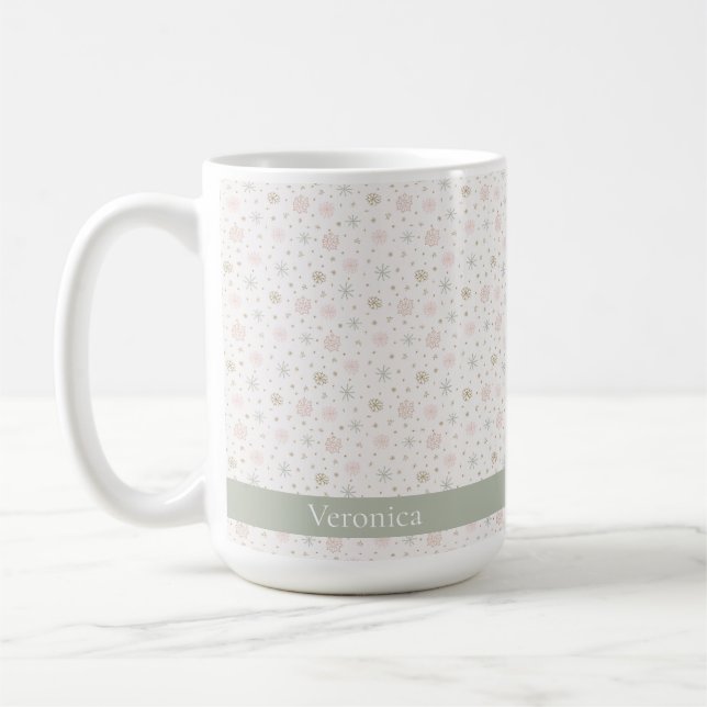 Mug Motif de flocon de neige gris délicieux Nom de Noë (Gauche)