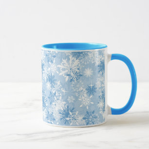 Mug Motif de flocons de neige d'hiver sur le bleu