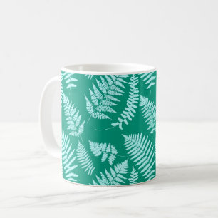 Mug Motif de fougère de bois, turquoise et aqua