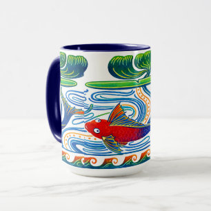 Mug Motif de frise Art nouveau rétro Poisson & Lys