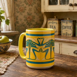 Mug Motif de frise d'ornement floral Art Nouveau rétro