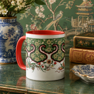 Mug Motif de frise florale orientale chinoise vintage