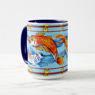 Mug Motif de frise rétro Art nouveau de poissons Koi